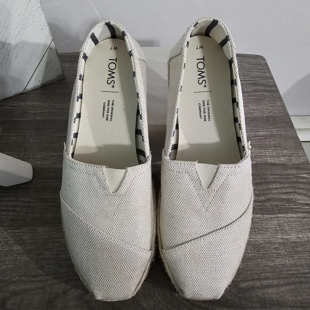 TOMS LNC Womens Alpargatas Espadrille Slip On Flats Beige Canvas Size 7 - Picture 8 of 8